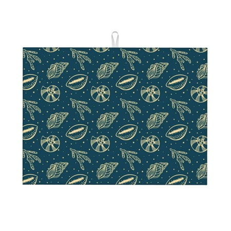 

Dish Drying Mat Conch Shells Print No.9064 Highly Absorbent Microfiber Drying Mat Kitchen Counter or Sink Drawer Liner 18x24 Kitchen Drying Mat Coffee Mat Kitchen Essentials