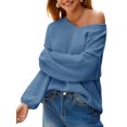 thumbnail image 4 of Women Long Sleeve Fall Winter Oversize V-neck Knit Sweater Casual Loose Pullover, 4 of 7
