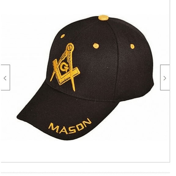 Freemason Mason Masonic Black Hat Cap Embroidered Adjustable Velkro FAST SHIP