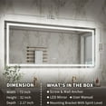 thumbnail image 2 of Linea 72" LED Heated Bathroom Mirror Anti Fog Dimmable Backlit Tempered Glass, 2 of 5