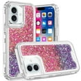 thumbnail image 2 of For Apple iPhone 16 Pro (6.3") Epoxy Bling Glitter Sparkly 3in1 Shockproof Transparent Hybrid Shockproof Full Body PC Bumper Cover ,Xpm Phone Case [ Hot Pink + Purple ], 2 of 6