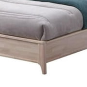 Vasu Twin Size Bed-Reeded Headboard-Whitewash Solid Rubberwood