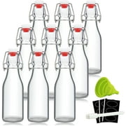 YEBODA 8oz Swing Top Bottles - Glass Beer Bottle with Airtight Rubber Seal Flip Caps for Home Brewing Kombucha, Beverages, Oil, Vinegar, Water, Soda, Kefir (9 Pack)