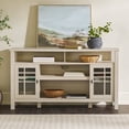thumbnail image 4 of DeeHome Transitional 58" 2-Door Sideboard with Windowpane Design, Ivory Oak, 4 of 6