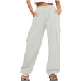 thumbnail image 2 of Frostluinai Women's Cargo Pants High Wasit Drawstyring Straight Wide Leg Pants Solid Color Baggy Yoga Pants Casual Athletic Pants with Pocket, 2 of 7