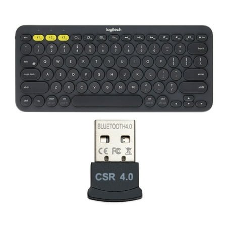 Logitech K380 Multi-Device Bluetooth Keyboard (Dark Gray) Bundle