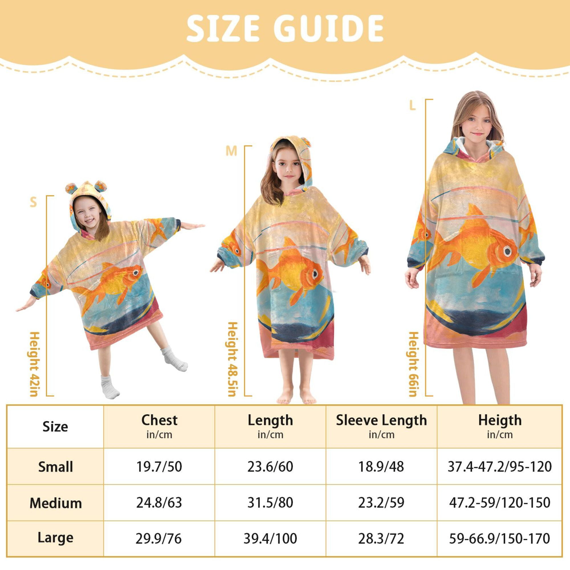 FORMRS Wearable Blanket Hoodie with Sleeves for Kids Cozy Flannel Sweatshirt, Goldfish