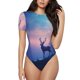 thumbnail image 1 of Balery Night Sky Elk Body de cuello redondo de manga corta para mujer Tops de manga corta Tops básicos-X-Large, 1 of 7