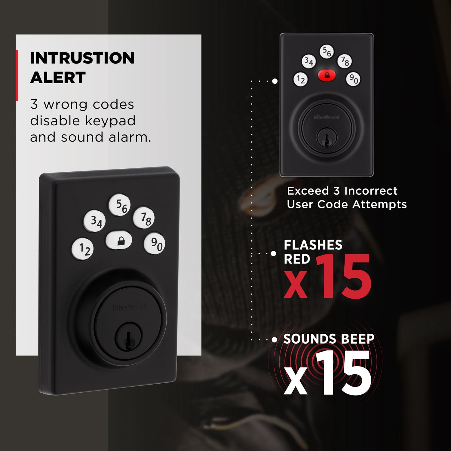 Kwikset Powerbolt 240 Matte Black 5-Button Keypad Contemporary Electronic Deadbolt Door Lock