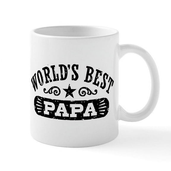 CafePress - World's Best Papa Mug - 11 oz Ceramic Mug - Novelty Coffee Tea Cup