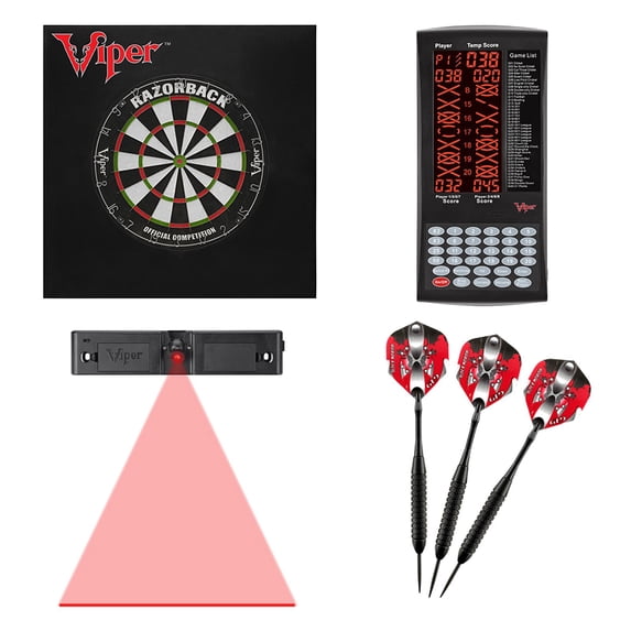 Viper Razorback Bristle Dartboard Electronic Scorer Steel Tip Darts & Laser Throw Line Set