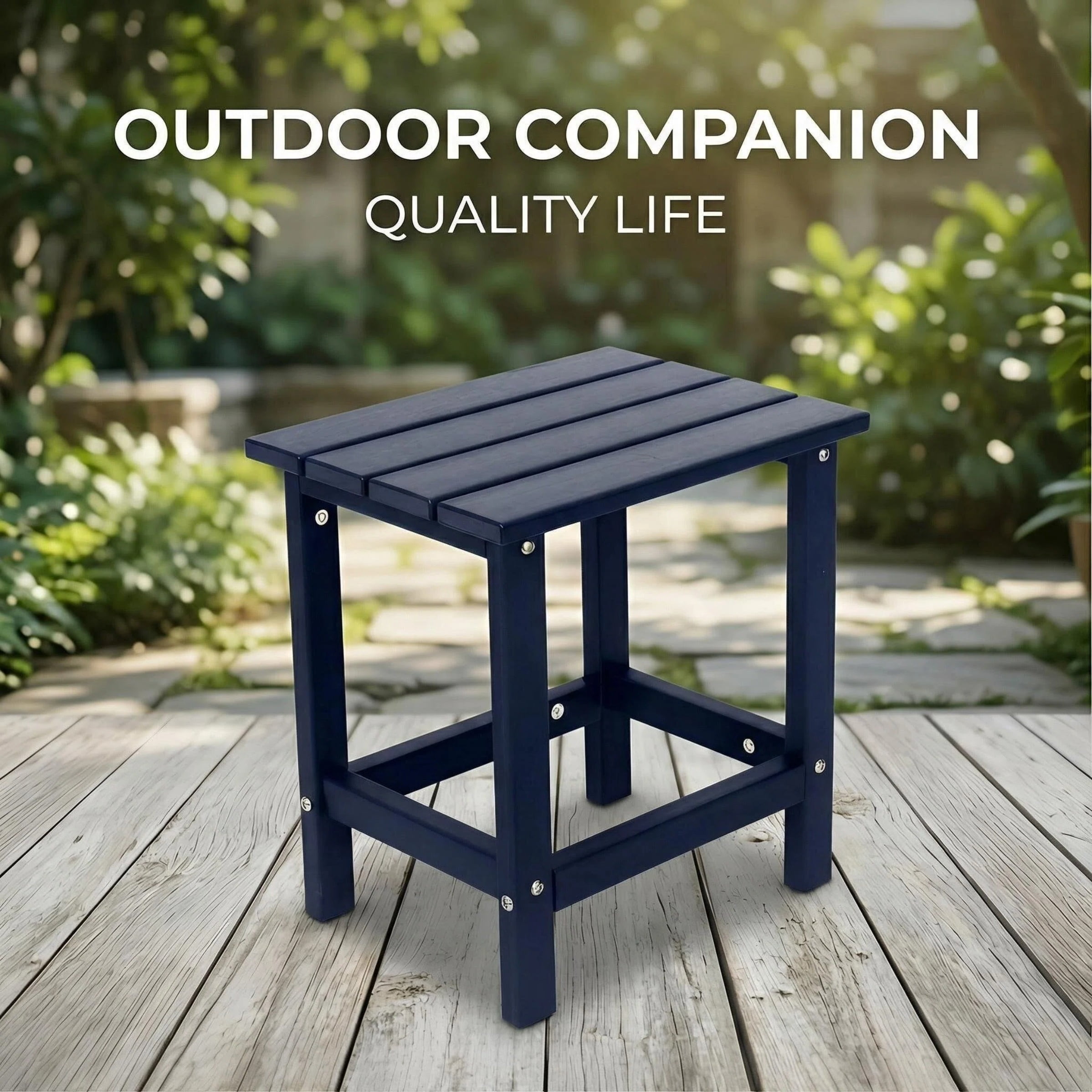Outdoor Side Table, Patio Side Table, HDPE End Tables for Backyard Pool Porch Garden Lawn