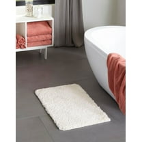 Rugs.com Bano Luxe Bath Mat Collection Rug – 2' x 3' Porcelain White Machine Washable Shag Bath Mat, Extra Soft and Absorbent, Non-Slip, Quick Dry, Perfect for Bathroom