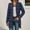 002 Blue, variant on Womens' Tweed Blazer Jacket Long-sleeved Mid-length Button Blazer Casual Trendy Elegant Work Office Coat Jacket