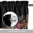 thumbnail image 6 of Black Letter X Flower Valance Curtain for Windows Watercolor Alphabet X Pink Beige Floral Leaf Rod Pocket Curtain Valances Short Window Treatments for Kitchen Bathroom Laundry Basement 60 x 18 Inch, 6 of 9