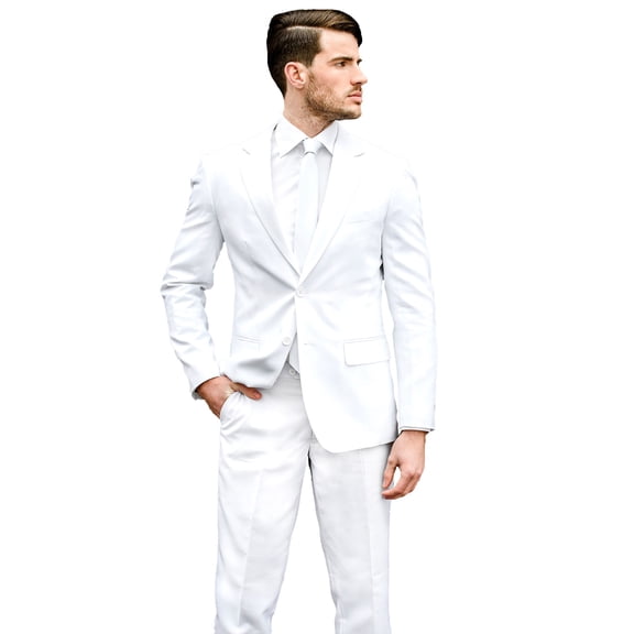 OppoSuits Men's White Knight Solid Color Suit