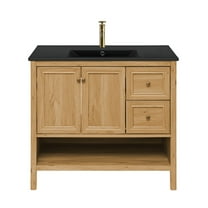 Chateau 36" Freestanding Bathroom Vanity in Golden Oak with Black Sink Top