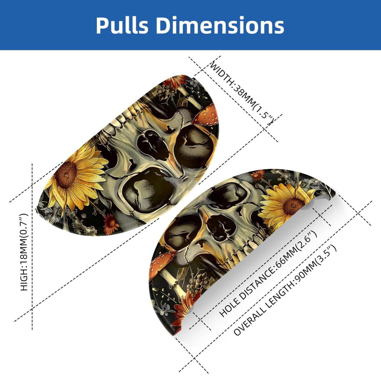 PhooArto 6 Pcs Cup Drawer Pulls, Mushroom Sunflower Skull Shell Shape Handles Cabinet Knobs for Dresser Cupboard Closet Wardrobe with Screws