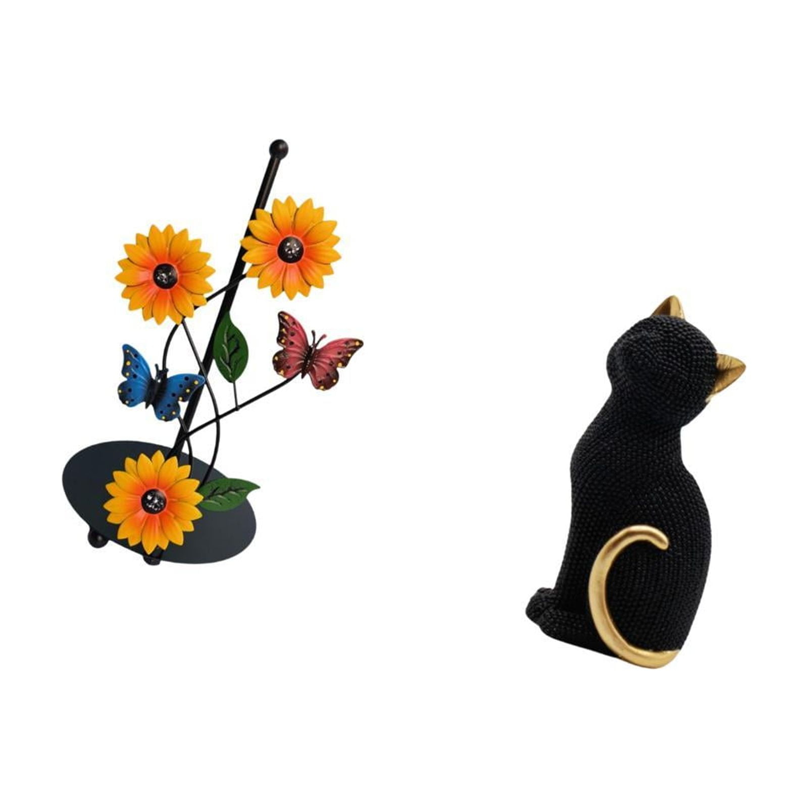 Fiocias Cat Paper Towel Holder Dispenser Decorative Figurine Resin Collectible Vertical Tissue Holder Rack Animal Sculpture for Home Entrance Bookshelf Living