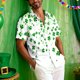 thumbnail image 5 of Ceisia Men's St. Patrick's Day Clover Print Short Sleeve Button-Down Shirt Collection | Mixed Green Clover Splatter Print Button-Up Shirt Gifts, 5 of 9