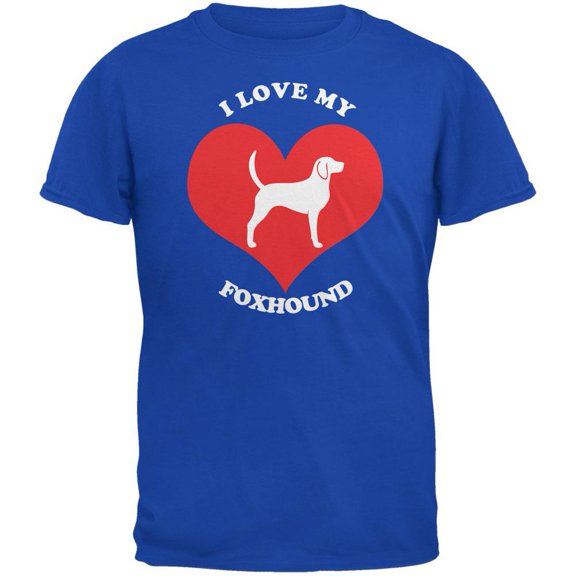 Valentines I Love My Foxhound Royal Adult T-Shirt - Large