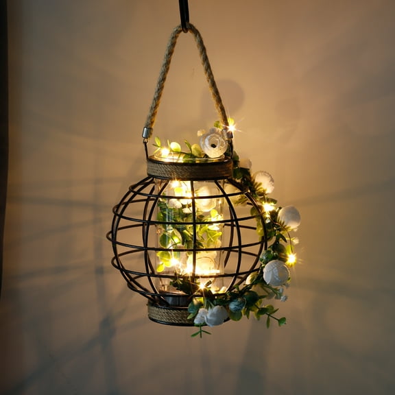 Metal Cage LED Lantern Battery Powered,7.3" Tall Cordless Accent Light with 20pcs Fairy Lights.Great for Weddings, Parties, Patio, Events for Indoors/Outdoors.