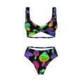 thumbnail image 4 of Rocae Bright Mushrooms for Bikini Set for Women Two Piece Sexy High Swimsuits Split Crossover Bikini, 4 of 9