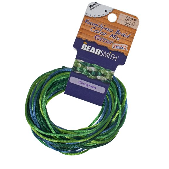 Craft County Kumihimo Braid Rattail Satin Cord Packs - 4 Strands - 12 Yards Total Per Spool
