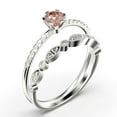 thumbnail image 3 of Dazzling Minimalist 1.05 Carat Round Cut Morganite And Diamond Moissanite Affordable Engagement Ring, Wedding Ring in 925 Sterling Silver With 18k White Gold Plating, Bridal Set, Matching Band, 3 of 3