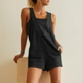 thumbnail image 6 of Women's Summer Casual Sleeveless Rompers Loose Spaghetti Strap Denim Shorts Overalls Jumpsuit with Pockets, 6 of 7