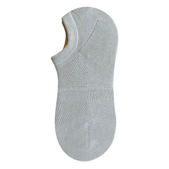 ERDOUY 3 pairs of Men's No Show Socks Non-Slip Silicon Grip Moisture Wicking Low Cut Invisible Casual Socks，Light Grey