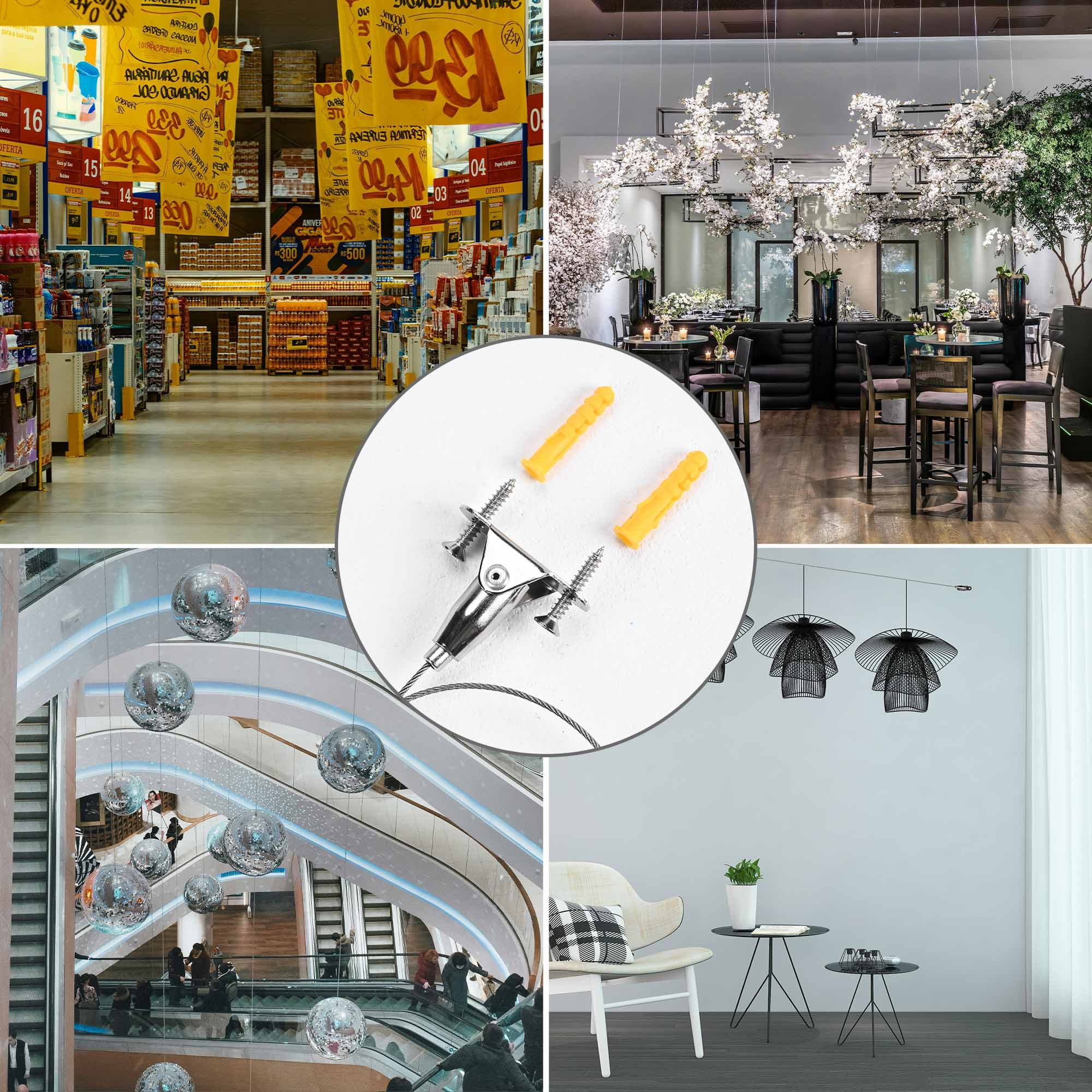 Yescom 20PCS Picture Hanging Wire Ceiling Mount 180-Degree Adjustable for Photo Frame