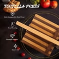 thumbnail image 4 of Prensa de tortillas Prensa de tortillas de harina de madera cuadrada de 8 pulgadas para tortillas mexicanas caseras, roti, burritos, tacos y más, madera natural de grado alimenticio (haya y nogal) (8, 4 of 5