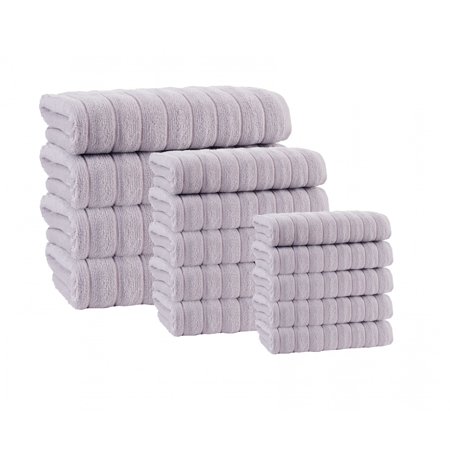 Enchante Home Vague Turkish Cotton 16 pcs Towel Set - Silver
