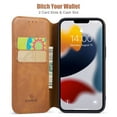 thumbnail image 2 of Casus Classic Wallet Case Leather Logo View Card Holder Cover for Apple iPhone 14 Pro - Brown, 2 of 8