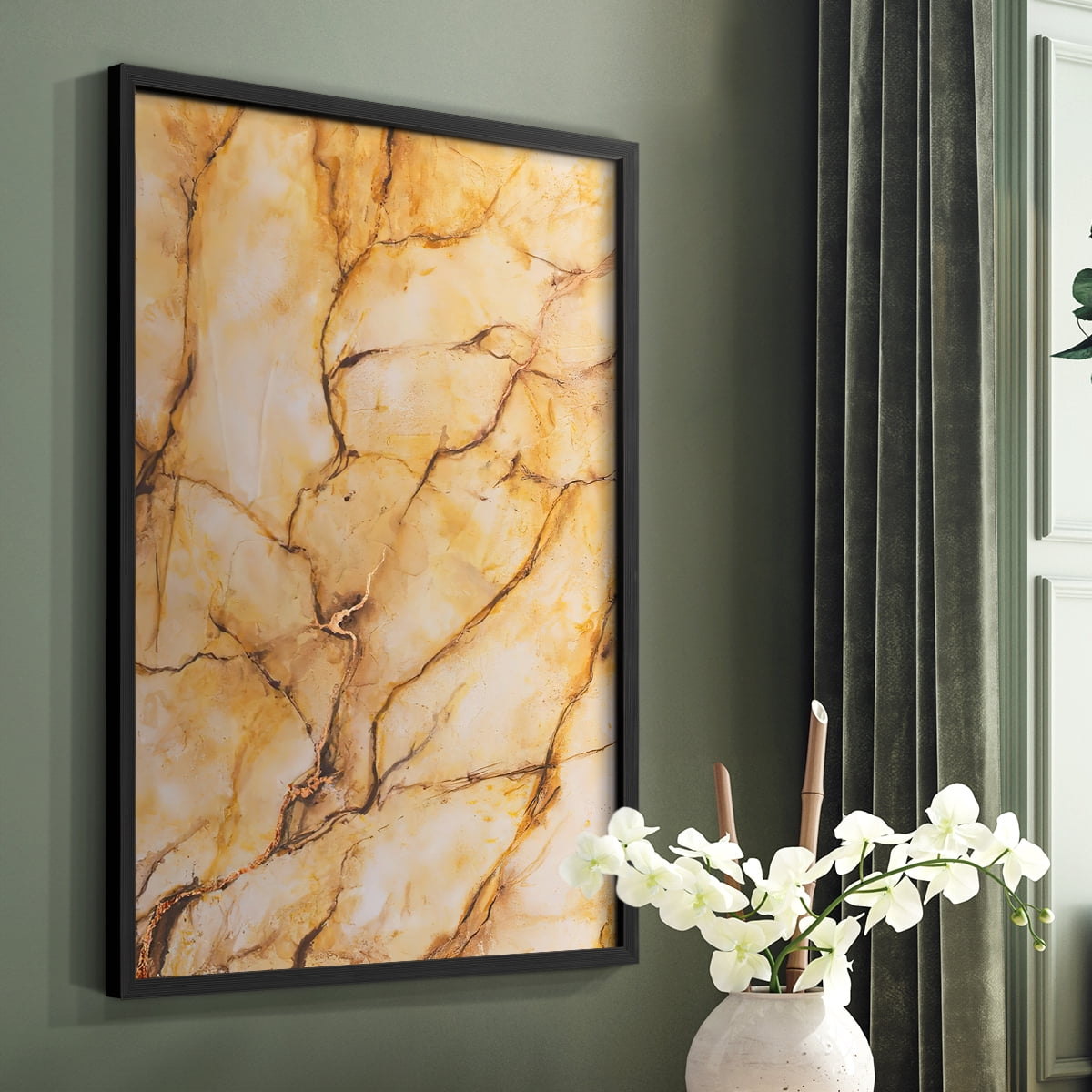 Yellow Marble I Framed Print - Solid Wood in Single Picture Frame Solid Wood 2 Framed Print