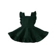 thumbnail image 1 of Kmbangi Girls Solid Color Suspender Skirt Sleeveless Square Collar Large Hem High Waist Dress with Ruffles, 1 of 9