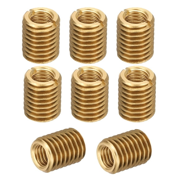 Uxcell Brass Threaded Repair Insert Nut, 8 Pcs M12xM8x15mm Male to Female Slotted Reducing Nut Screw Sleeves