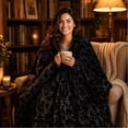 thumbnail image 6 of Halloween Throw Blanket with Cute Spooky Embroidery, Cozy Soft Warm Fall Throw for Couch Bedroom Living Room, Ideal Gift Home Decorative Accent(59.1"*70.9",Black Cat), 6 of 7