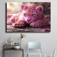 thumbnail image 5 of Mudket Cheetah Print Canvas Wall Art Pink & Gold Glitter Leopard Decor for Living Room Bedroom, Cute Trendy Wall Art for Girls & Women, Ready to Hang - 40"L x 28"W, 5 of 10