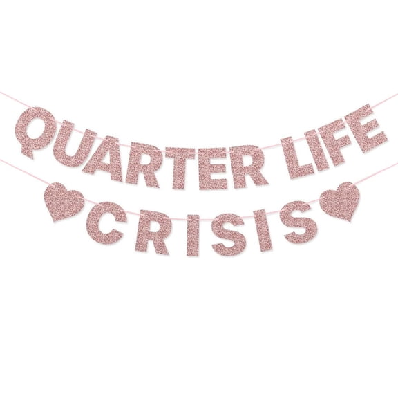 Quarter Life Crisis Banner Fun Birthday Party Decorations for Women's 25th/30th Birthday Party Decorations(Rose Gold)
