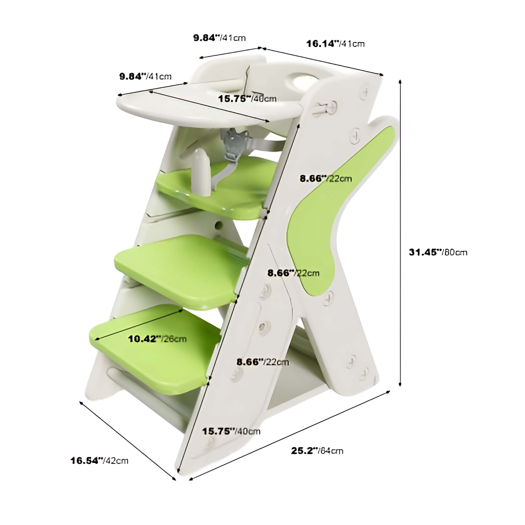 Adjustable Multifunctional High Chair,Child Feeding Seat with 5-Point Safety Harness and Removable Large Tray