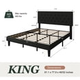 thumbnail image 4 of Amolife King Size Bed Frame with Upholstered Adjustable Headboard, No Box Spring Required, Black, Fabric, 4 of 9
