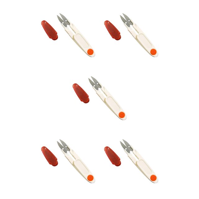 Moyic Mini tijeras en forma de U, portátiles, prácticas, bricolaje, creativas, multifuncionales, tijeras de hilo para punto de cruz, Rojo 5Conjunto
