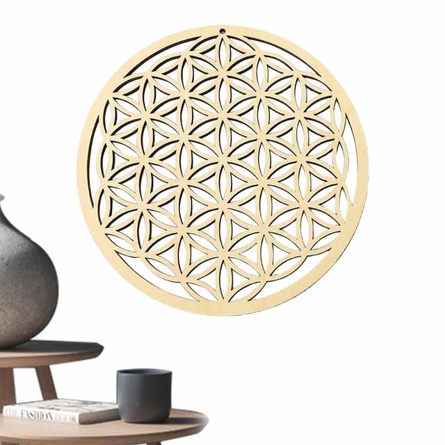 Flor de la vida, Decoración colgante de pared de la flor de la vida, Arte de pared de madera de geometría sagrada, Decoración espiritual del hogar para yoga/meditación