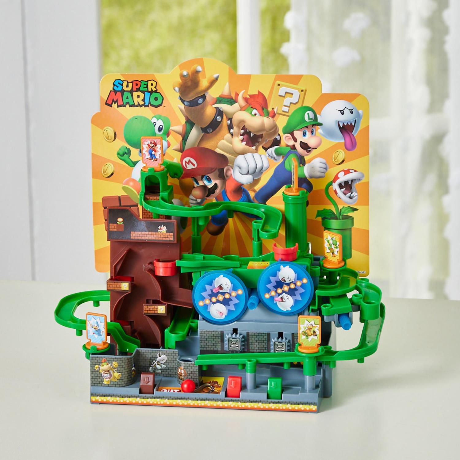 Epoch Games Super Mario Adventure Game DX, jeu d'adresse et d'action sur table et labyrinthe de marbre