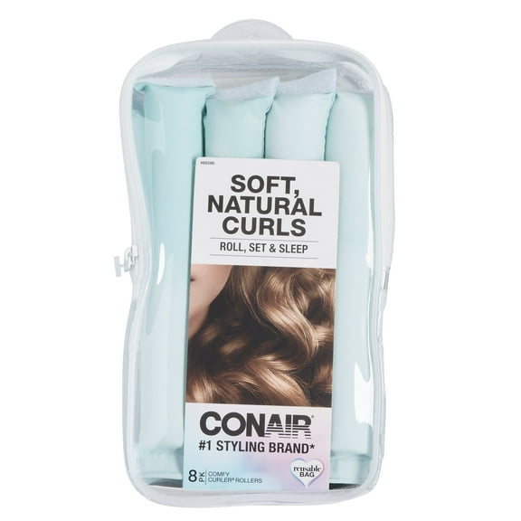 Conair Comfy Curlers 8-Pack Soft Fabric Hair Rollers for Heatless Overnight Curls