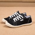 thumbnail image 5 of Pandaie Women's Wide Canvas Sneakers Arch Support Low Top Walking Shoes Washed Fashion Flat Tennis Shoe for Everyday Walks & Casual Outfits Black 6, 5 of 9
