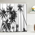 thumbnail image 6 of Lalilo 4 Pcs White Shower Curtain Sets with Rugs for Bathroom Decor,Black and Tropical Coconut Palm Bathroom Curtain Set with Mats, 6 of 6