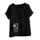 thumbnail image 4 of Vestidos Casuales Para Mujer, Blusas De Mujer De Moda Blusa tipo túnica informal de lino con estampado de peces del océano y botones de manga corta para mujer, 4 of 4